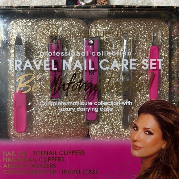 daisy fuentes Fuchsia Pink Gold Ultimate 5 Piece Pedi Manicure Set Travel Case - Picture 2 of 6